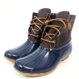 Sperry Saltwater Leather Duck Boots NEW Navy Blue